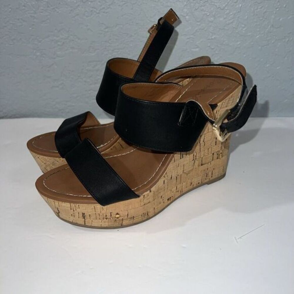 Bonnibel Elmo‎ Black Platform Wedge Sandals women shoes Size 7.5